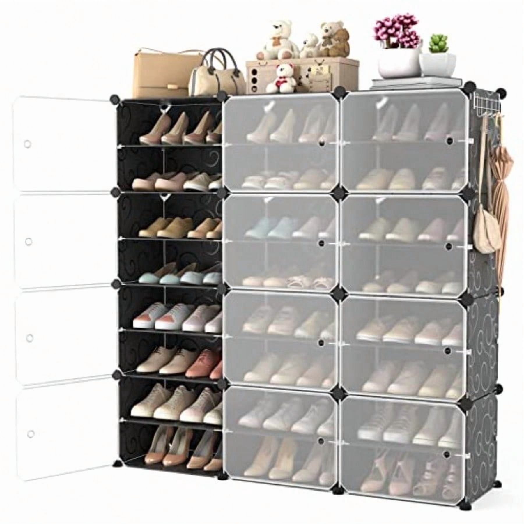 Portable Shoe Rack Organizer with Door 48 Pairs Shoe Storage Cabinet ...