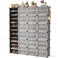 thumbnail image 1 of Portable Shoe Rack Organizer with Door, 96 Pairs Shoe Storage Cabinet Easy Assembly, Plastic Adjustable Shoe Storage Organizer Stackable Detachable Free Standing DIY Expandable 12 Tier Black, 1 of 7