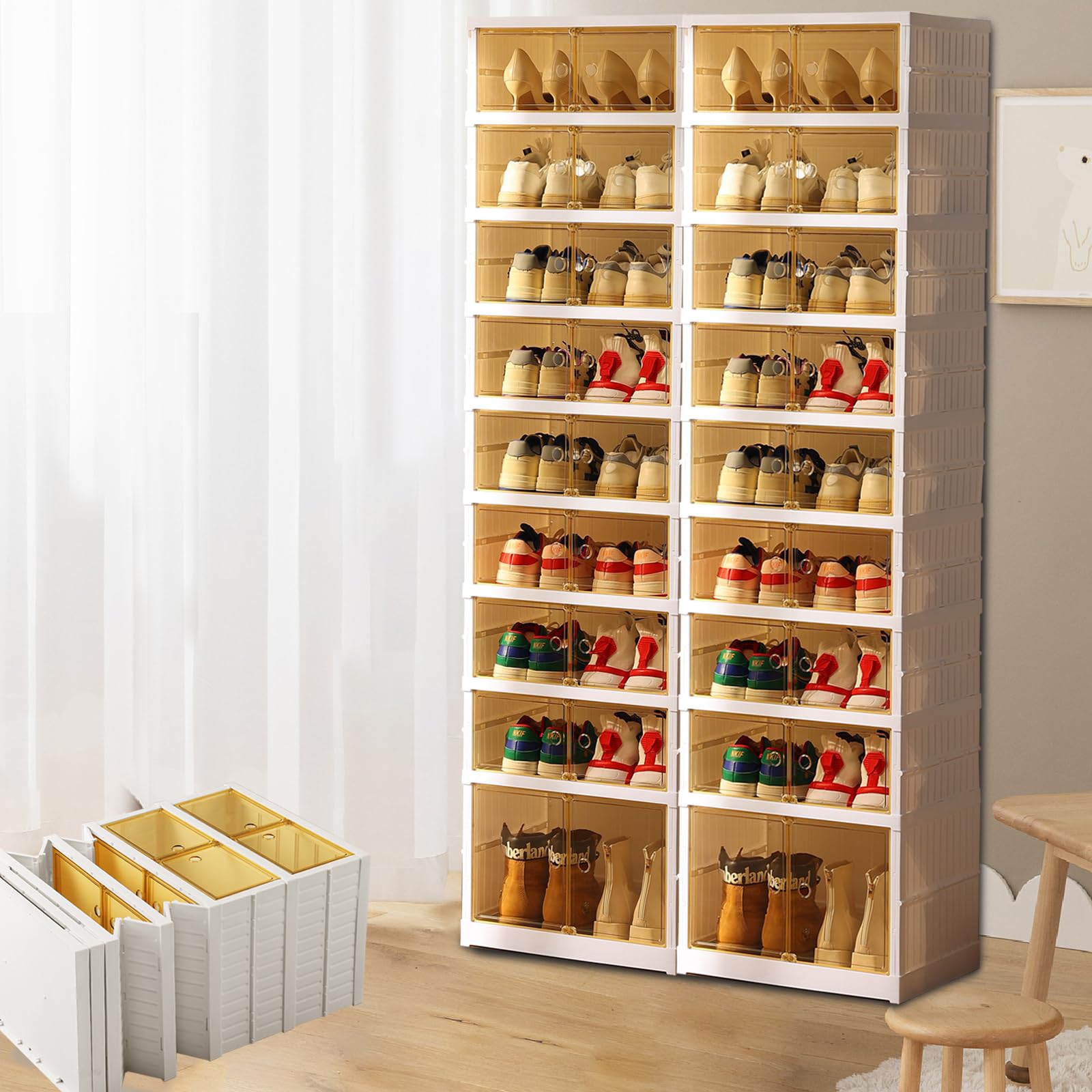 Portable Shoe Rack Organizer, Stackable Sneaker Storage Shoe Cabinet ...