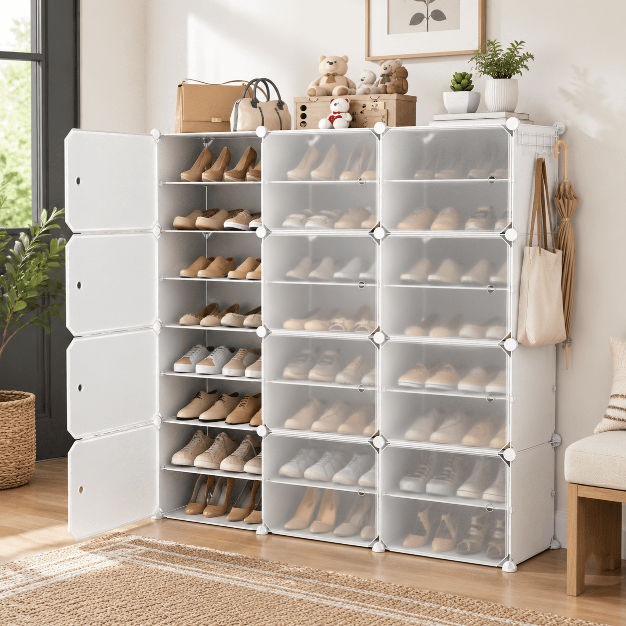 Protable Shoe Rack Portable Shoe Rack Organizer With Door 48 Pairs Storcabinet Easyembly ...