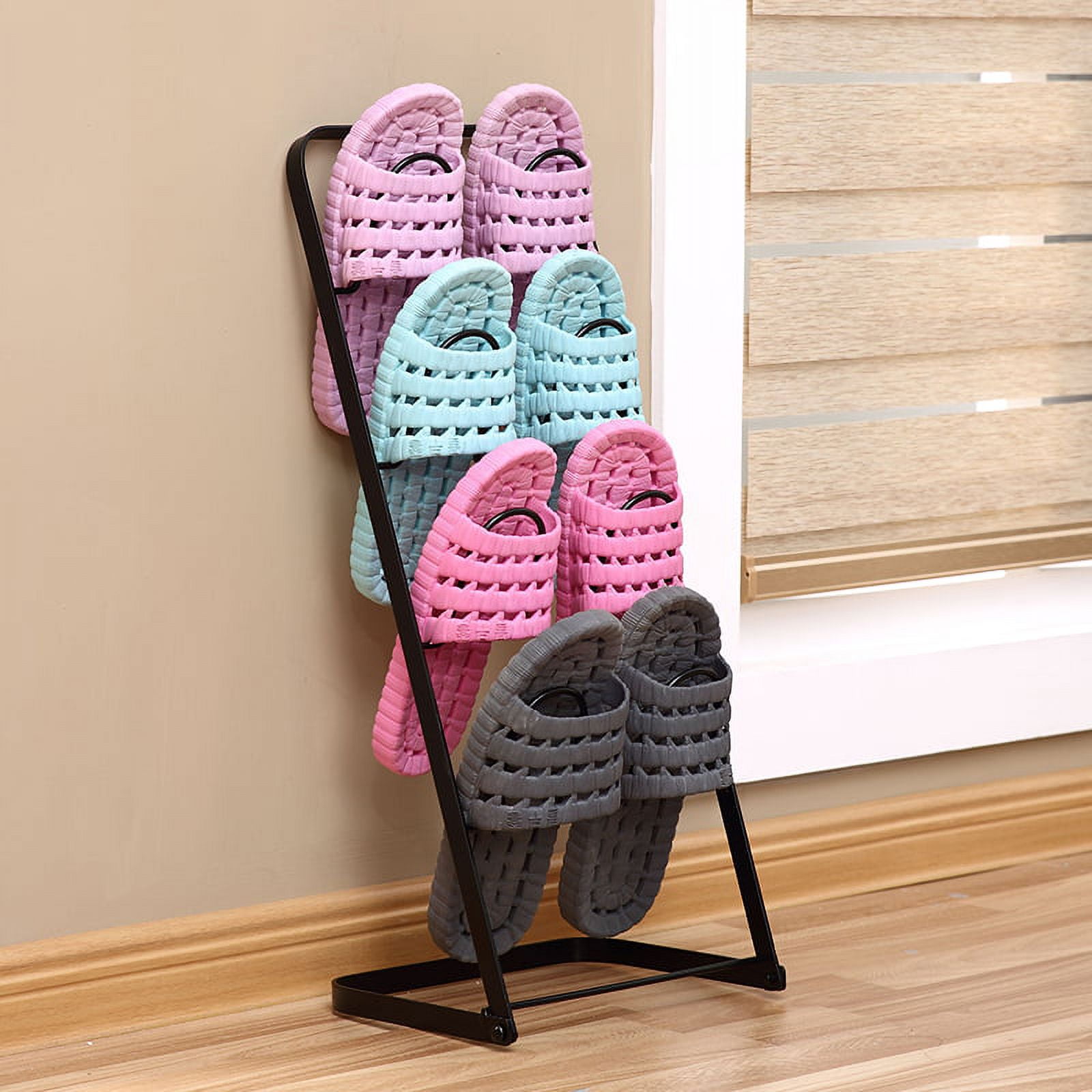Portable Shoe Rack Storage, 4 Tiers Shoe Rack for Sandals Slippers