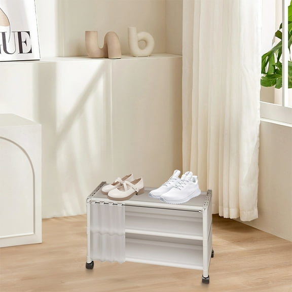 Portable Shoe Rack with Wheels, Under Bed Shoe Rack 3-Tier Rolling Shoe Cart, Large Under Bed Storage, Multi Layer Household Storage Shoe Cabinet, for Hallway, Bedroom, Dorm Kitchen Closet
