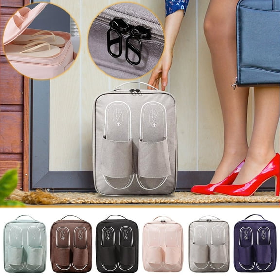 Portable Shoe Storage Bag 1PC,Travel Shoe Organizer9.06x5.51x11.42in,Polyester Dustproof Storage Box for Car Trunk Organization(Black)