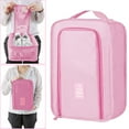 thumbnail image 1 of Portable Shoe Storage Bag, Travel Shoe Organizer, Foldable Hand Carry Box, Waterproof Multifunctional Storage, for Travel, Gym, and Closet Organization, Pink, by FAJHHA, 1 of 8