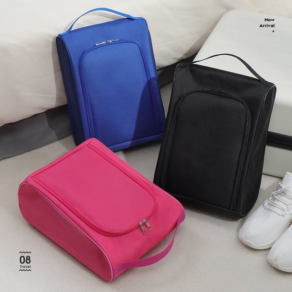 Portable Shoes Off-road Vehicle Bag Travel Shoes Portable Large Capacity,Half Mesh Breathable Rose Red