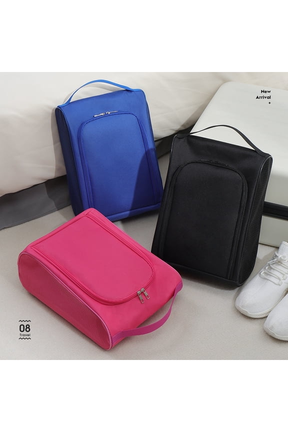 Portable Shoes Off-road Vehicle Bag Travel Shoes Portable Large Capacity,Half Mesh Breathable Rose Red