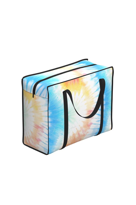 Portable Shopping Storage Bag 20.915.7in Waterproof Fastening Durable Large Capacity Design For Shopping Picnic Travel Camping Lightgrey Tie-Dye Background Vibrant Colors And Swirling (3)