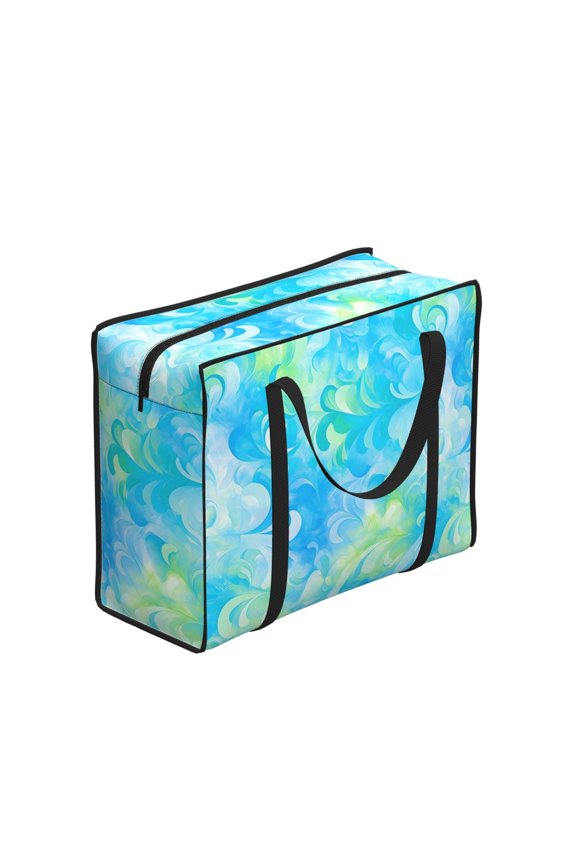 Portable Shopping Storage Bag 20.915.7in Waterproof Fastening Durable Large Capacity Design For Shopping Picnic Travel Camping Lightseagreen Tie-Dye Background Vibrant Colors And Swirling (3)