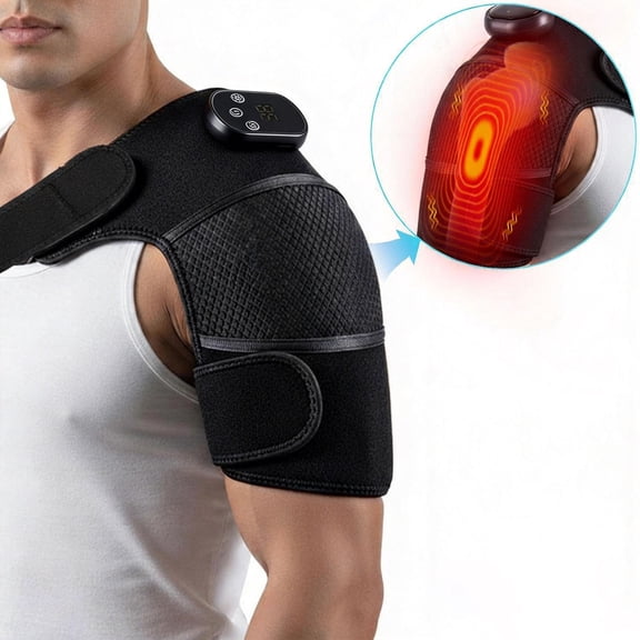 Portable Shoulder Neck Massager with Heat Vibration 5000mAh Nylon Strap Muscle Roller