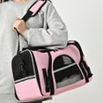 thumbnail image 1 of Portable Shoulder Straddle Foldable Pet Carrier Bag Transparent Breathable for Travel Size 17.32x10.24x11.42 Inches (Pink), 1 of 8