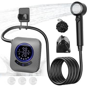 Portable Shower - 8000mAh Rechargeable Camping Shower Pump with Bath Sponge, 4 Spray Modes, IPX8 Waterproof, Ideal for Outdoor Camping, Travel, Car Washing, Pet Bathing, and Watering Plants Gray
