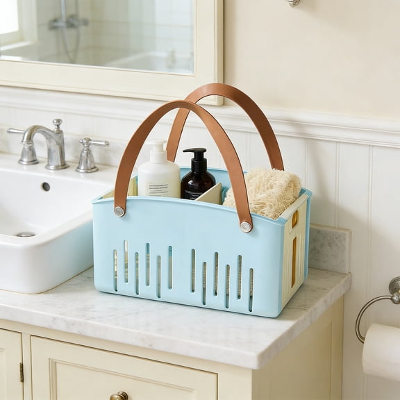 Portable Shower Basket, Foldable Bath Storage Basket, Wet Dry Separation Shower Caddy, Drainage Storage Basket, Travel Bathroom Organizer Basket For Gym Camping Dorm And Home Use