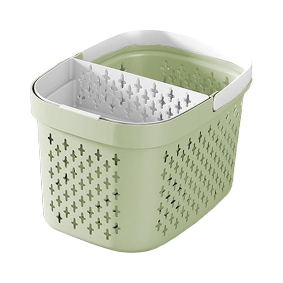 Portable Shower Caddy Basket with Handles, Large Plastic Storage Organizer with Drain Holes, Lightweight Bathroom Dorm Shower Tote for College Students, Modern Minimalist, Light Green