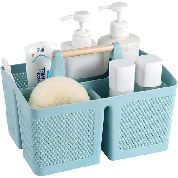 Portable Shower Caddy Basket Plastic Cleaning Caddy Organizer Storage Tote with Handle for Bathroom, College, Dorm Room Essentials, Blue