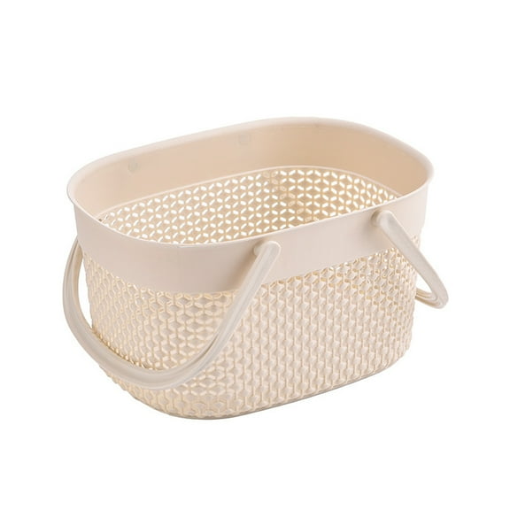 Portable Shower Caddy Basket, Plastic Organizer Storage Tote with Handles Toiletry Bag Bin Box for Bathroom, College Dorm Room Essentials, Kitchen, Camp, Gym, Beige