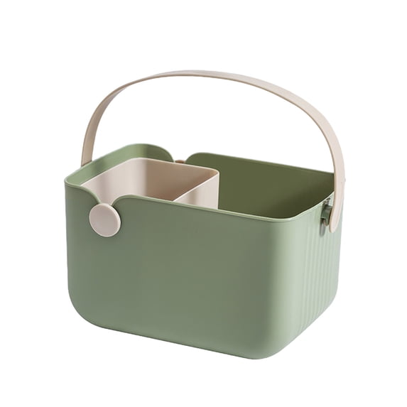 Portable Shower Caddy Basket With Handle, Plastic Toiletry Storage Basket With Drainage Holes for Bathroom Kitchen Travel, Green