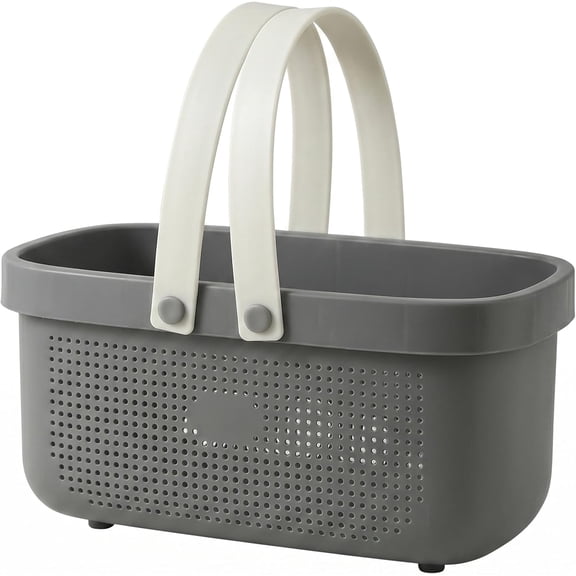 Portable Shower Caddy Dual Handle, 12.4x6x7in Grey for Bathroom College