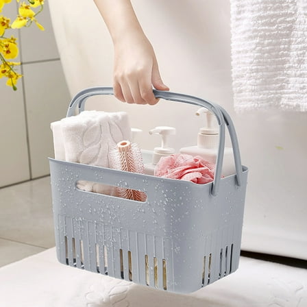 Portable Shower Caddy Plastic Bathroom Organizer 9.84x6.3x6.57 Inch with Handle Drainage Holes Storage Basket for Toiletry College Dorm Bath Products Towel Carrier Tote Container
