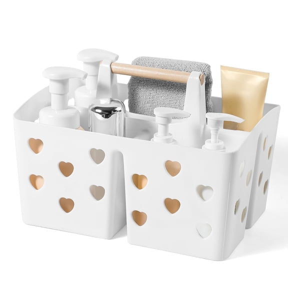 Portable Shower Caddy Plastic Shower Basket Organizer Divided Bathroom Caddy Storage Cleanning Caddy Tote with Handle