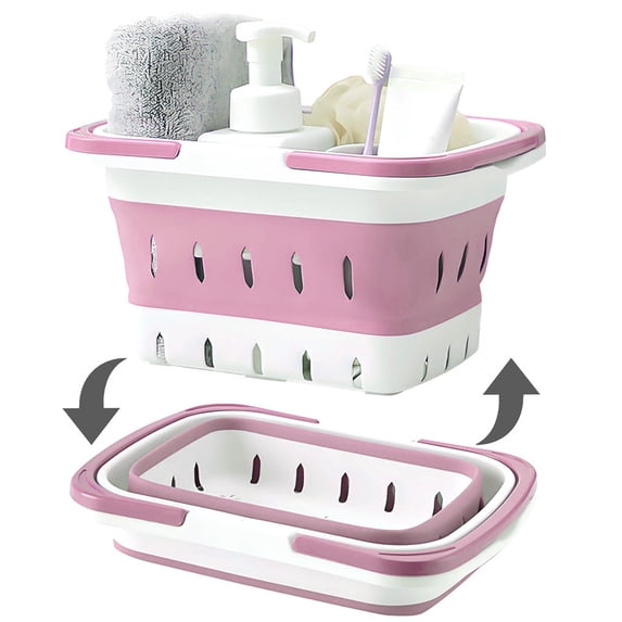 Portable Shower Caddy Tote – Collapsible Plastic Basket with Handles, Foldable Storage Organizer for Bathroom, Kitchen, College Dorm, Gym, Travel & Camping