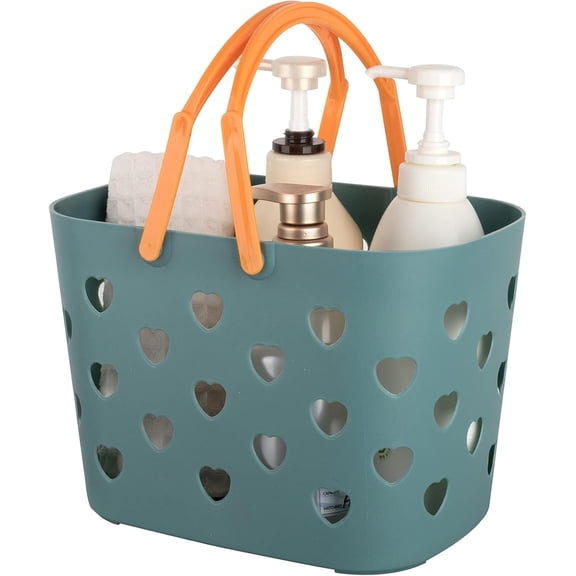 Portable Shower Caddy Tote Plastic Storage Basket with Handle Box Organizer Bin for Bathroom, Pantry, Kitchen, College Dorm, Garage - Blue