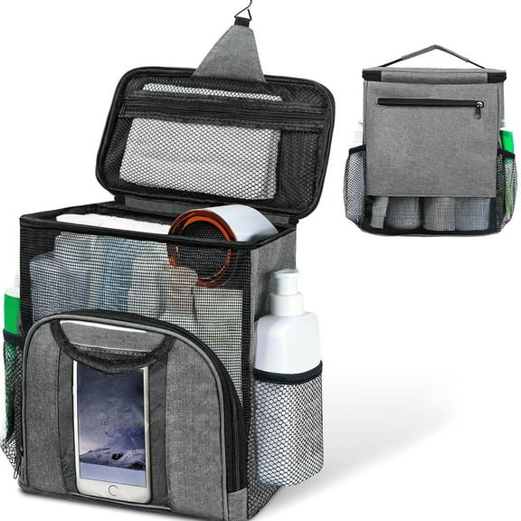 Portable Shower Caddy for College Dorm Gym,Foldable Hanging Mesh Shower Organizer Large Capacity Toiletry Bags