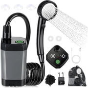 Portable Shower for Camping, 6000mAh Rechargeable Camping Shower with Intelligent LED Display, 4 Spray Modes, IPX7 Waterproof Outdoor Shower Kit for Hiking, Travel, Car, Pet
