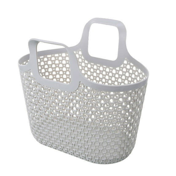 Portable Shower Tote Bag Flexible Storage with Handle for Bathroom Pantry Kitchen Gray