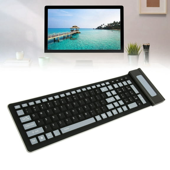Portable  Silent 107 Key Silicone Keyboard, Waterproof, Dustproof, Flexible Design, USB Wireless Connectivity