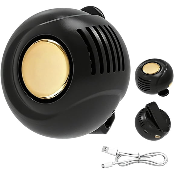 Portable Silent Mini Bladeless Electric Fan, Clip On Fan for Shirt & Waist Adjustable 3 Speed Suspended Whirlwind Personal Fans, Mini Bladeless Fan for Outdoor Travel Office Walking (1, Black)