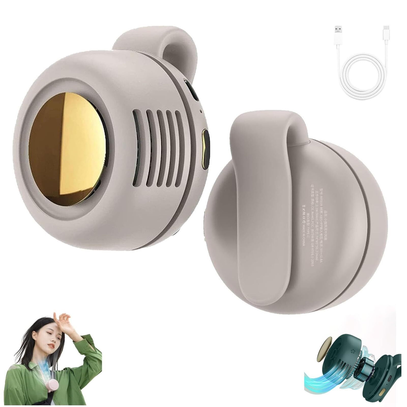Gahwa Mini Clip-Ventilator – Leise, Tragbar & Wiederaufladbar Für Unterwegs (3 Stufen, Grün)