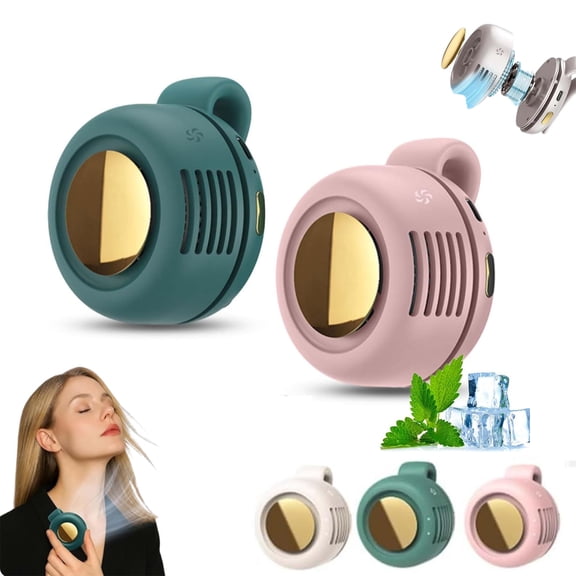 Portable Silent Mini Bladeless Electric Fan, Small Fan Clip on for Shirt Waist, Rechargeable Wearable Fan, 3 Speeds, Hands Free Wearable personal Fans for Outdoor Travel Office