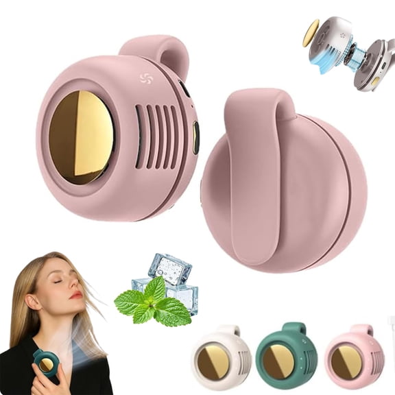 Portable Silent Mini Bladeless Electric Fan, Small Fan Clip on for Shirt Waist, Rechargeable Wearable Fan, 3 Speeds, Hands Free Wearable personal Fans for Outdoor Travel Office