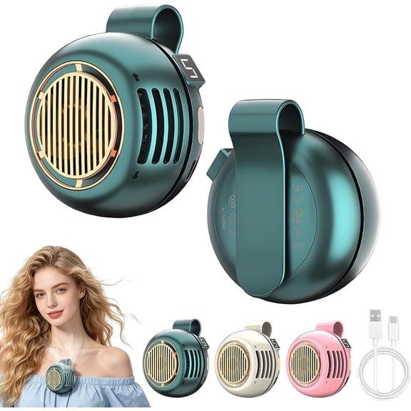 Portable Silent Mini Bladeless Fan Clip On, Mini USB Rechargeable 360° Rotatable Fan, 2026 New Adjustable 3-Speed Suspended Whirlwind Cooler Fans for Outdoor & Travel & Office (Green)