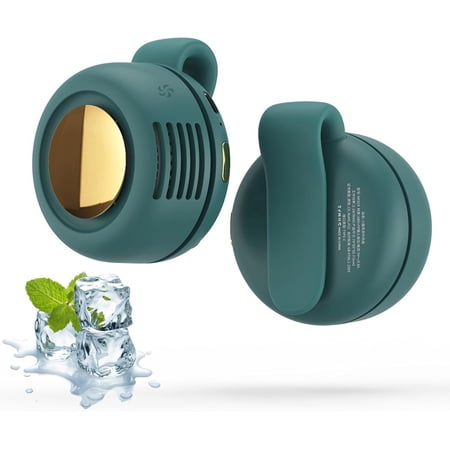 Portable Silent Mini Bladeless Fan Clip On,Small Whirlwind Bladeless Clip On Fan, 2025 New Adjustable 3-Speed Suspended Waist Fans, For Outdoor & Travel & Office, Travel Accessories (green 01)