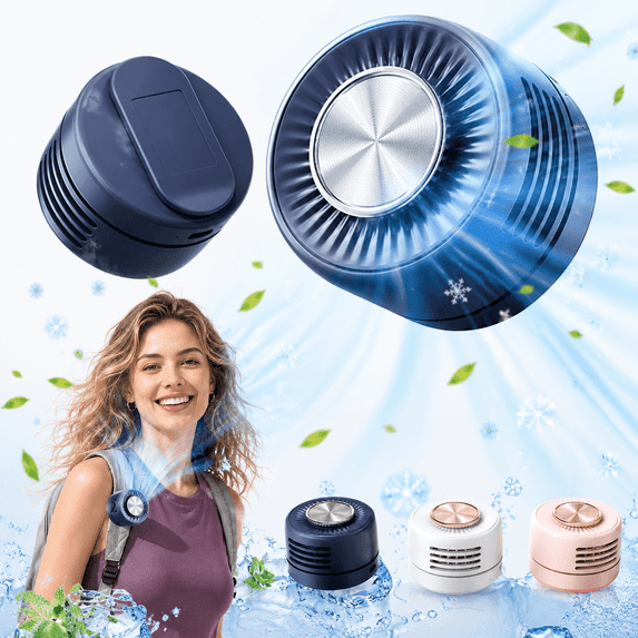 Portable Silent Mini Bladeless Fan Clip On,Waist Clip Mini Cyclone Bladeless Fan, 3 Wind Speeds, Fast Charging, Suitable For Outdoor, Travel And Office