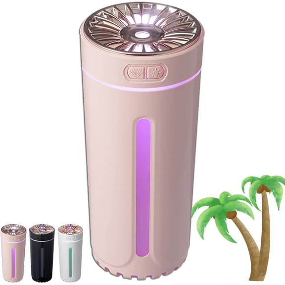 Portable Silent USB Car Diffuser with LED Light, USB-Powered with 7-LED Color Lights, Suitable for Cars & Rooms (Pink)