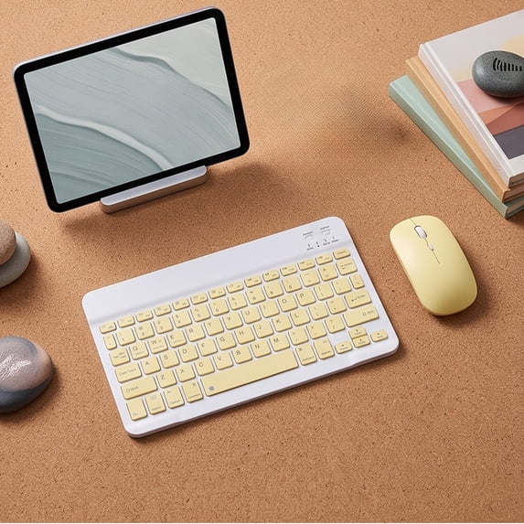 Portable Silent Wireless Keyboard and Mouse Set, Rechargeable Combo Business Office Supplies for Outdoor Work Travel Remote Use