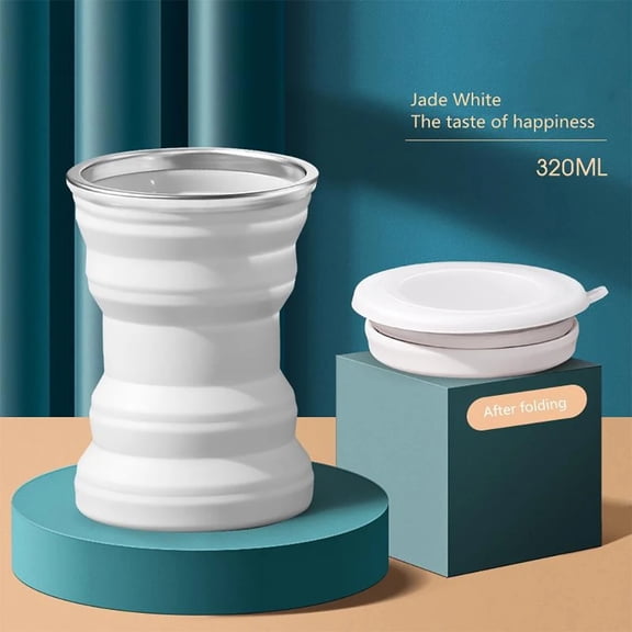 Portable Silicone Foldable Cup With Lanyard Heat Resistant Collapsible Cups Lid Folding Storage Travel Mug For Hot Water