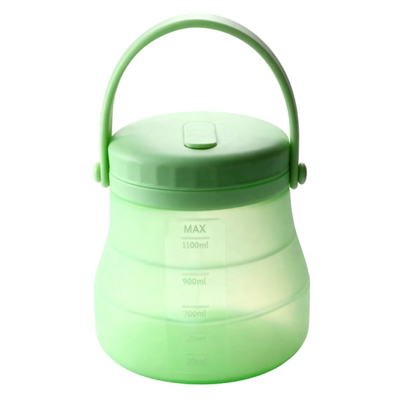 Portable Silicone Food Container, Collapsible Vegetable & Fruit Storage Bucket, Cold Drink Ice Bucket for Outdoor Camping, 1200ML Green
