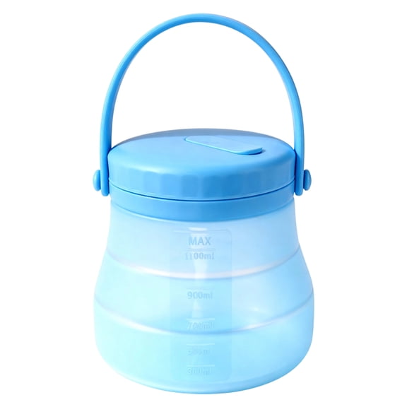 Portable Silicone Food Storage Bucket, Collapsible Fruit & Vegetable Container, 1600ML Outdoor Camping Ice Bucket, Insulated Drink Holder for Picnics, Travel, Beach, Blue