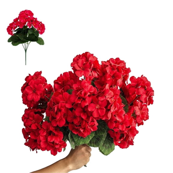 Portable Silk Flowers,Pack of 6 Artificial Geranium for Outdoors,QZS Faux Geraniums Flowers,Silk Geraniums Decor for Home,Kitchen Table