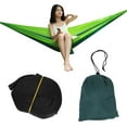 thumbnail image 1 of Portable Single Camping Hammock Travel Bed with Tree Straps - Light & Dark Green, 1 of 8
