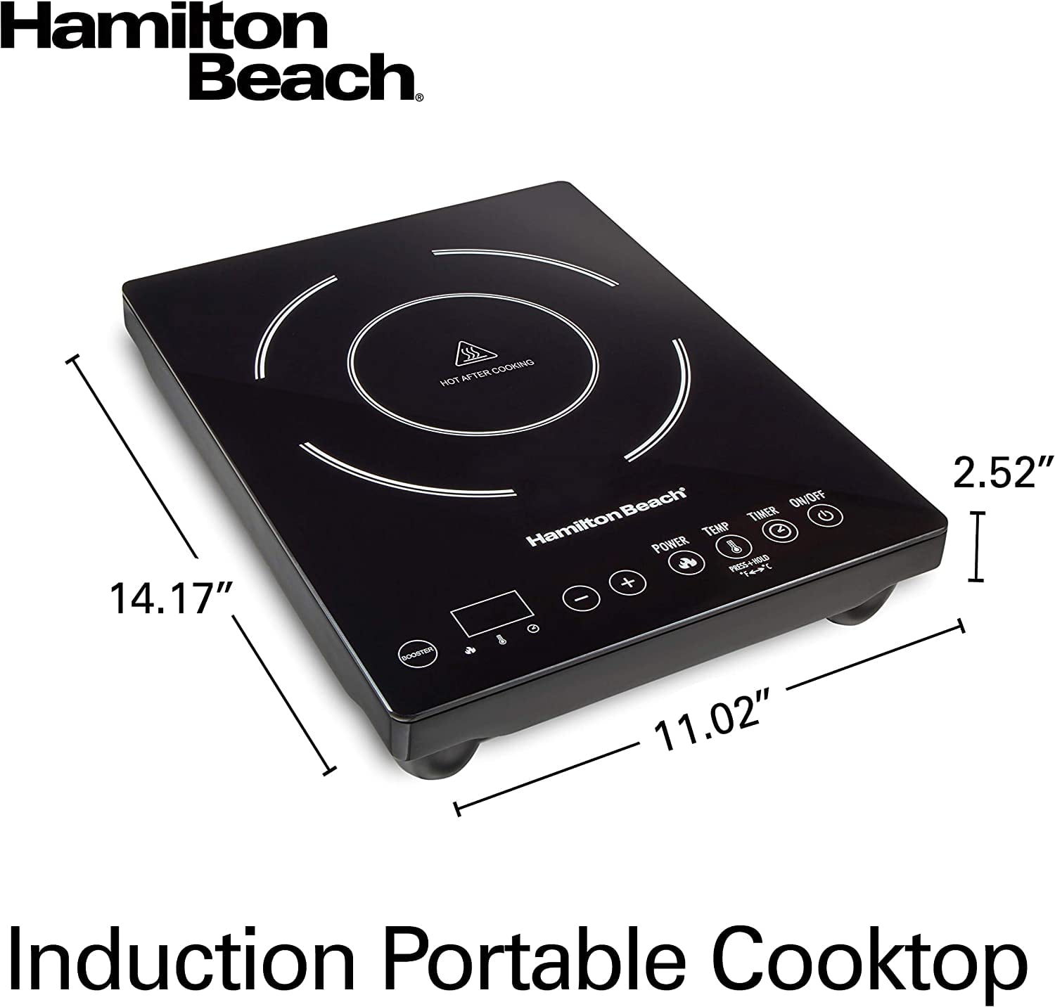 Portable Single Induction Cooktop Countertop  Hot Plate with Fast Heating Mode, 1800 , 10 Temperature Settings  to 450F, Black (34104)