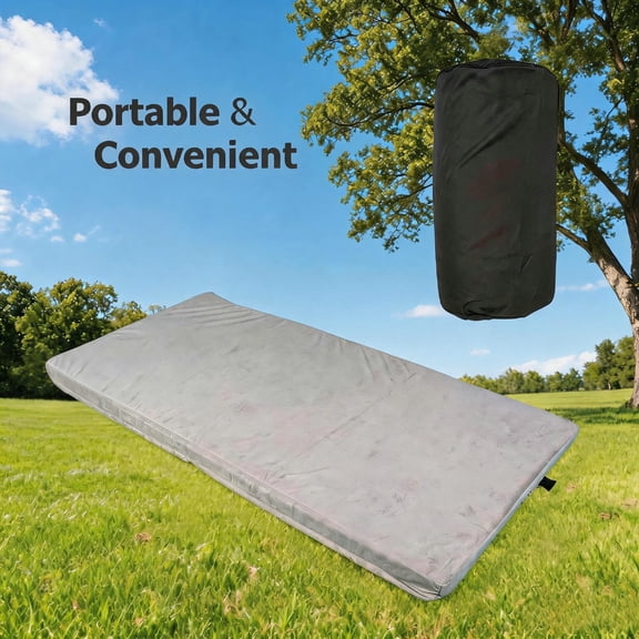 Portable Single Memory Foam Camping Bed, Roll-Up No-Air Sleeping Pad with Carry Bag for Car, SUV, Guest Floor