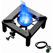 Portable Single Propane Burner Angle Iron, 4Ft Hose, for Outdoor Cooking