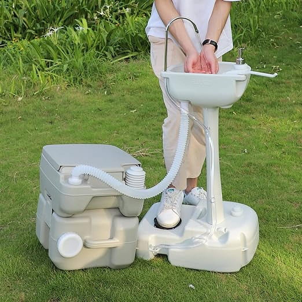 Portable Sink and Toilet Combo, 5 Gallon Hand Washing Station & 5.3