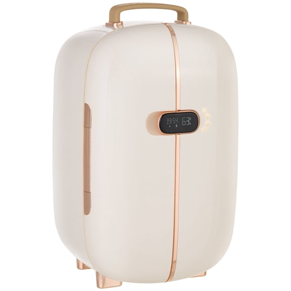 Portable Skincare Fridge with LED Display, 12L Mini Fridge for Beauty Makeup Cosmetics, Small Refrigerator Cooler for Bedroom Home Office Desktop White