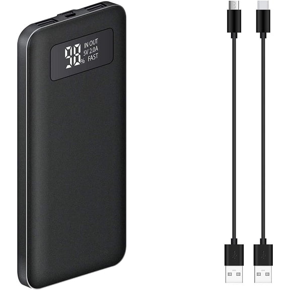 Portable Slim Power Banks Works with Google Pixel 5/5XL/4XL/3XL/4a/5G with 10,000 Digital Display Screen, Status Update, and 3 Cables Included! (Black)