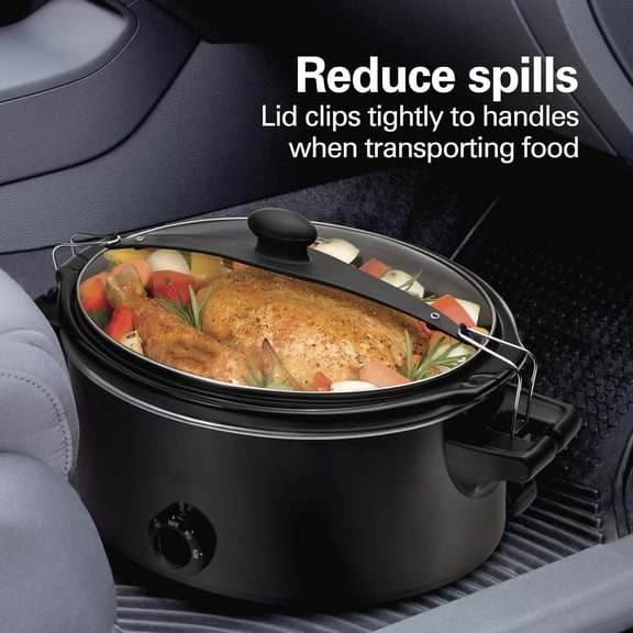 Portable Slow Cooker with Lid Lock, Dishwasher- Crock